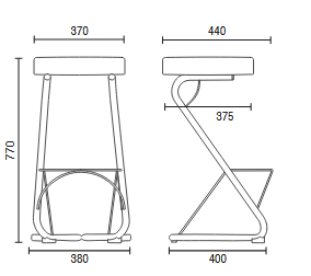 Banqueta Preta com Estrutura Cromada- Cavaletti