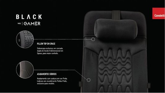 Cadeira Giratória Way Gamer Ergonômica Preta - Cavaletti
