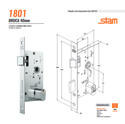 Fechadura 1801/08 Espelho Bola Fixa Inox Stam