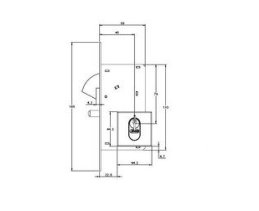 Fechadura Ext.950 Porta de Correr Roseta Redonda Máq.45mm Inox Stam