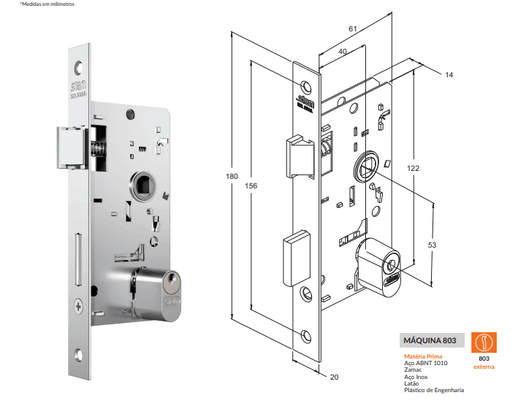 Fechadura roseta redonda inox externa 803/21 Stam