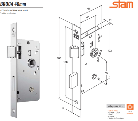 Fechadura roseta redonda inox int.banheiro 823/21 Stam