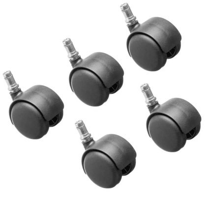 Kit com 5 Rodízios PP Preto para Cadeiras