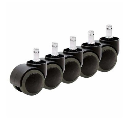 Kit com 5 Rodízios PU preto para cadeiras