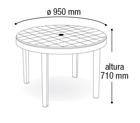 Mesa Plástica Redonda Desmontável 940x710mm Branca