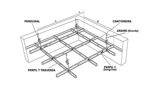 Perfil clicado T Long. TF38 Forro modular 24x3125x38mm Branco-3,125mts
