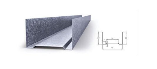 Perfil drywall guia 30x48x3000mm-perfil com 3mts