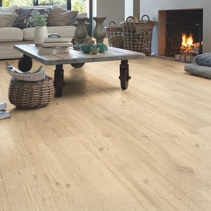 Piso Laminado Eligna Wide 190x1380x8mm Quick Step Carvalho Café