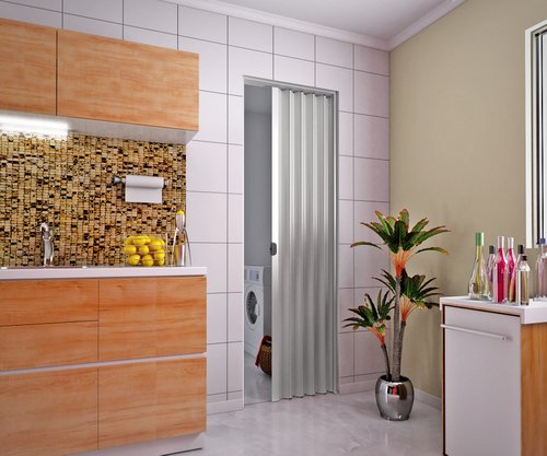 Porta sanfonada PVC 2,10m Cinza-Plasbil