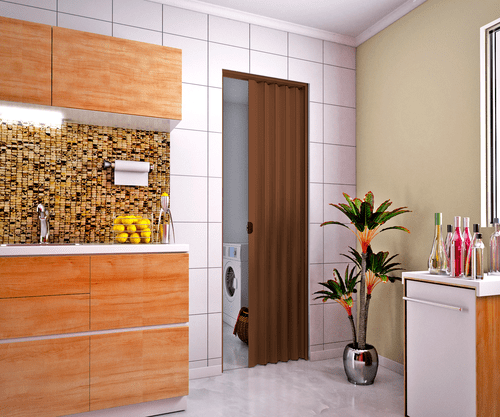 Porta sanfonada PVC 2,10m Mogno-Plasbil