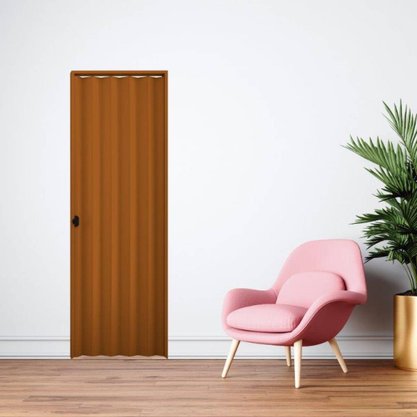 Porta sanfonada PVC 2,10m Mogno-Plasbil