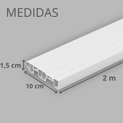 Rodapé Branco PVC com um friso 10cm Altura - Barra de 2m