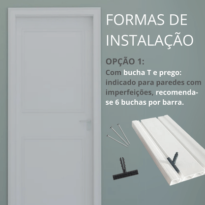 Rodapé Branco PVC com um friso 10cm Altura - Barra de 2m