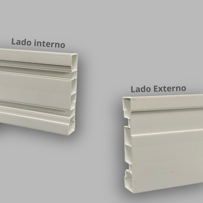 Rodapé Branco PVC com um friso 10cm Altura - Barra de 2m