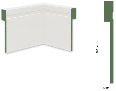 Rodapé MDF Premium Sobrep. 14cm Branco 1 Friso- 2,75m