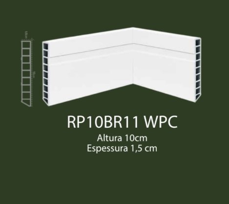 Rodapé de WPC 10cm Branco com 1 friso- 2,20mts