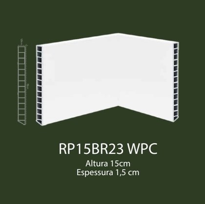 Rodapé de WPC 15cm Branco liso- 2,20mts