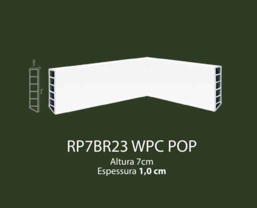 Rodapé de WPC POP 7cm Branco liso- 2,20mts