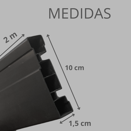 Rodapé Preto PVC com um friso 10cm Altura - Barra de 2m