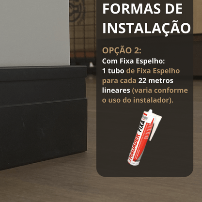 Rodapé Preto PVC com um friso 10cm Altura - Barra de 2m