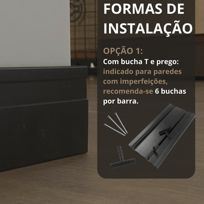Rodapé Preto PVC com um friso 10cm Altura - Barra de 2m