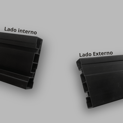 Rodapé Preto PVC com um friso 7cm Altura - Barra de 2m
