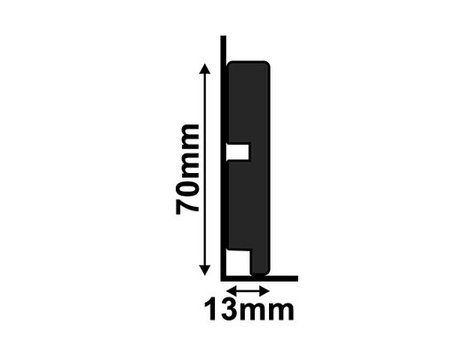 Rodapé Santa Luzia de Poliestireno Black 3451 70x13 mm Preto-2,40mts