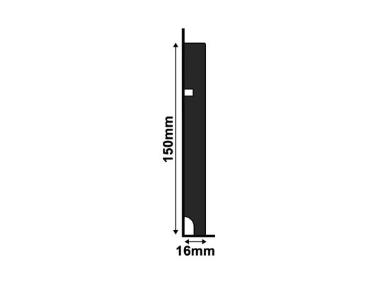 Rodapé Santa Luzia de Poliestireno Black 3496 150x16 mm Preto -2,40mts
