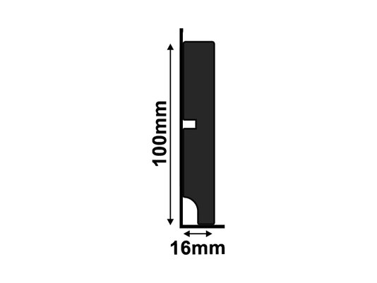 Rodapé Santa Luzia de Poliestireno Black 3547 100x16 mm Preto -2,40mts