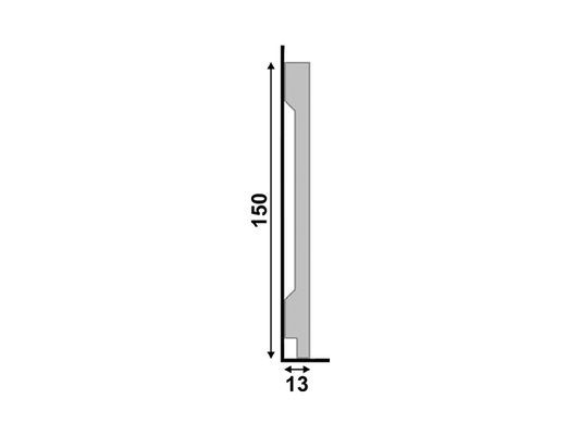 Rodapé Santa Luzia de Poliestireno LEV151 150x13mm Branco-2,40mts