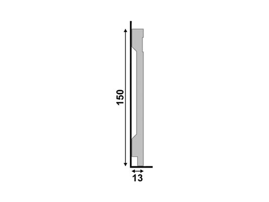 Rodapé Santa Luzia de Poliestireno LEV152 150x13mm Branco-2,40mts