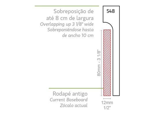Rodapé Santa Luzia Poliestireno Reforma 548 110x20mm Branco-2,40m