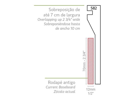 Rodapé Santa Luzia Poliestireno Reforma 582 120x20mm Branco-2,40m