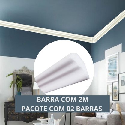 Rodateto Isopor B25 17x25x2000mm Branco-Conj.2 barras