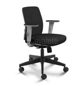 Cadeira Presidente Idea Mesh Preto e Cinza Base Giratória Braço T- Cavaletti