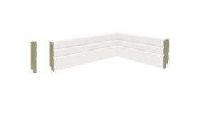 Guarnição/Vista MDF Premium 7cm Branco dois frisos-barra 2,40mts