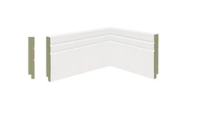 Guarnição/Vista MDF Premium 10cm Branco Dois Frisos Peq-2,40mts