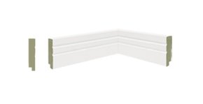 Rodapé de MDF Premium 7cm Branco c/dois frisos-2,40mts