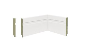 Rodapé de MDF Premium 10cm Branco com friso -2,40mts