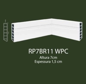 Rodapé de WPC 7cm Branco com 1 friso- 2,20mts