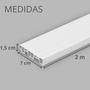 Rodapé Branco PVC com um friso 7cm Altura - Barra de 2m